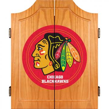 Chicago Blackhawks Dart Board Cabinet Set