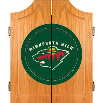 Minnesota Wild Dart Board Cabinet Set