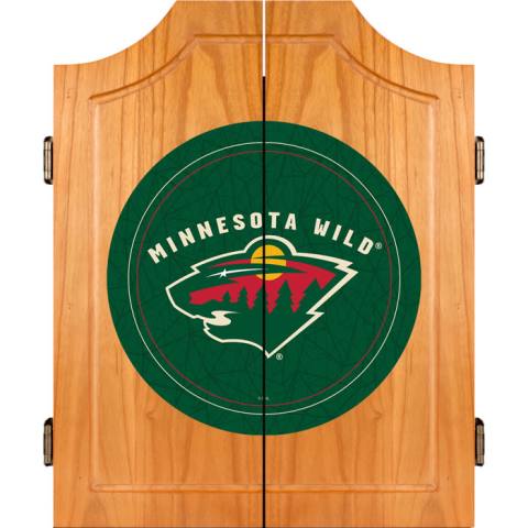 Minnesota Wild Dart Board Cabinet Set