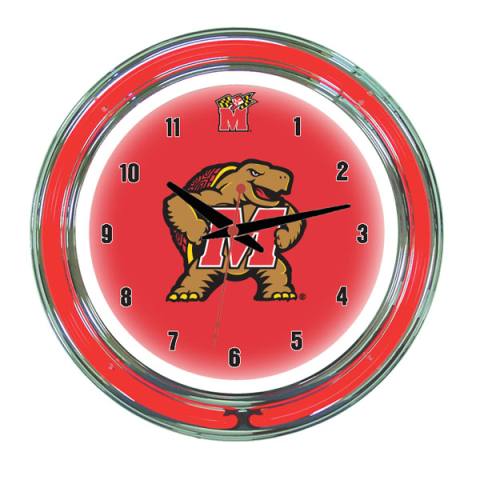 Maryland Terrapins 14 Inch Neon Clock