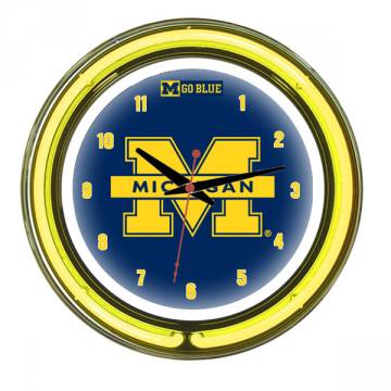 Michigan Wolverines 14 Inch Neon Clock