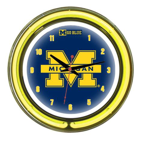 Michigan Wolverines 14 Inch Neon Clock