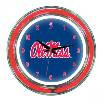 Ole Miss Rebels 14 Inch Neon Clock