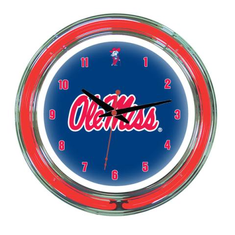 Ole Miss Rebels 14 Inch Neon Clock