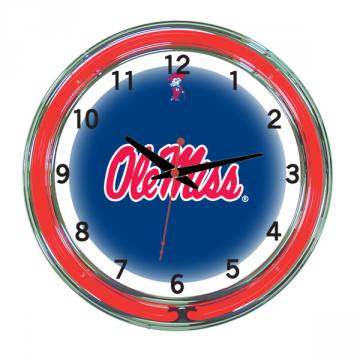 Ole Miss Rebels 18 Inch Neon Clock