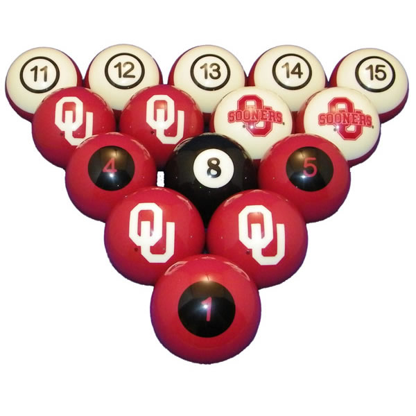 Oklahoma Sooners Pool Ball Set