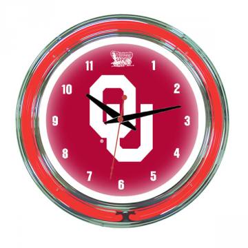 Oklahoma Sooners 14 Inch Neon Clock