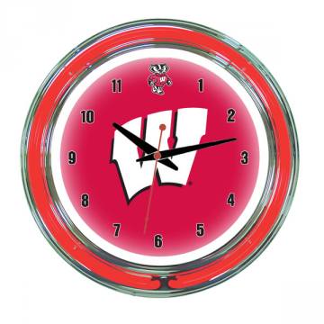 Wisconsin Badgers 14 Inch Neon Clock