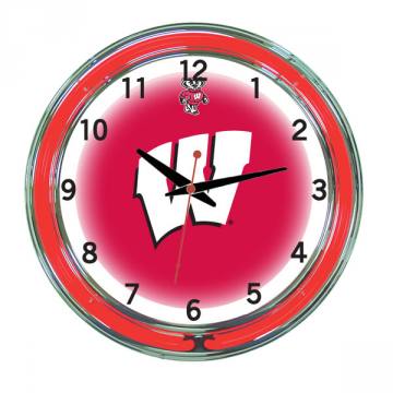 Wisconsin Badgers 18 Inch Neon Clock